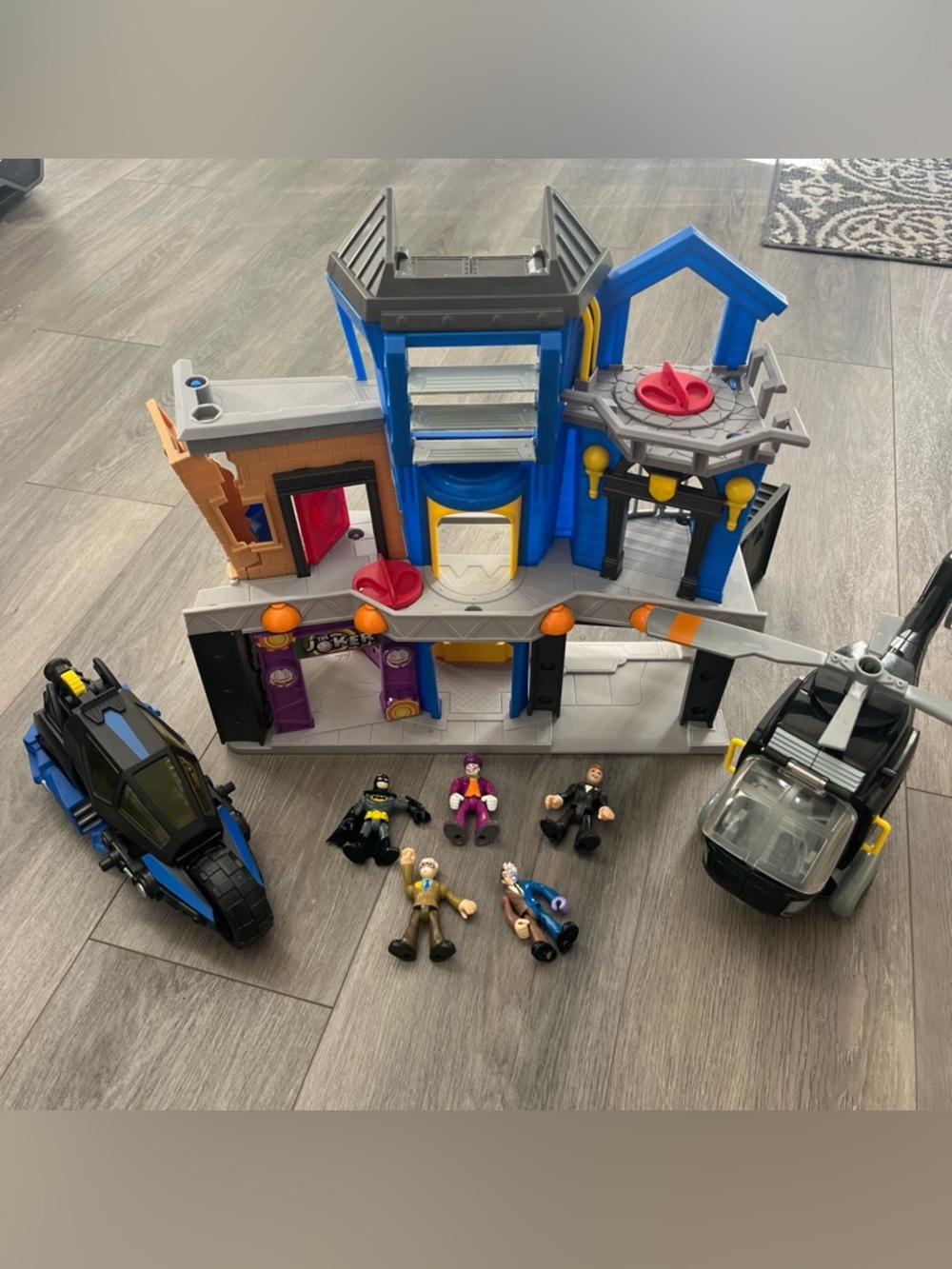 Imaginext Gotham City Jail Playset Batman Joker Batcycle Helicopter Lot